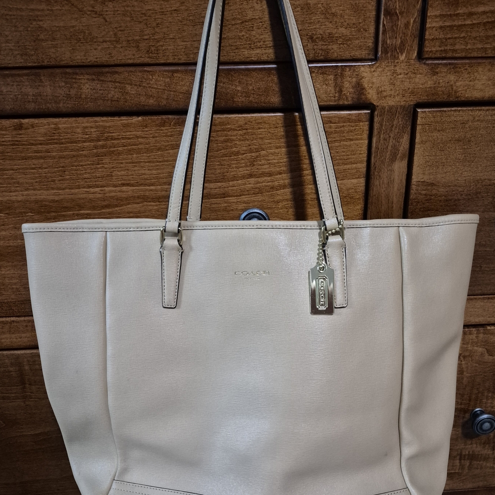 Coach Cream Leather Tote Bag